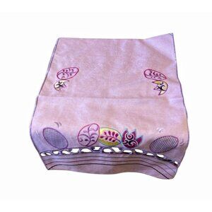 Handcrafted Lavender Easter  Table Runner With Embroidered Egg Patterns & Cutout